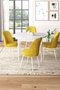 Hanah Home Juego de Mesa y Sillas de Comedor 5 Piezas, Blanco y Mostaza, Aglomerado y Metal